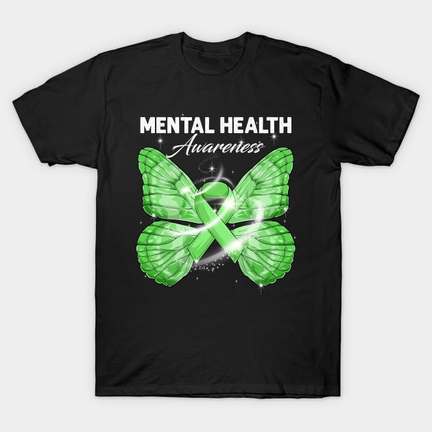 Mental Health Awareness Butterfly T-Shirt by peskyrubeus